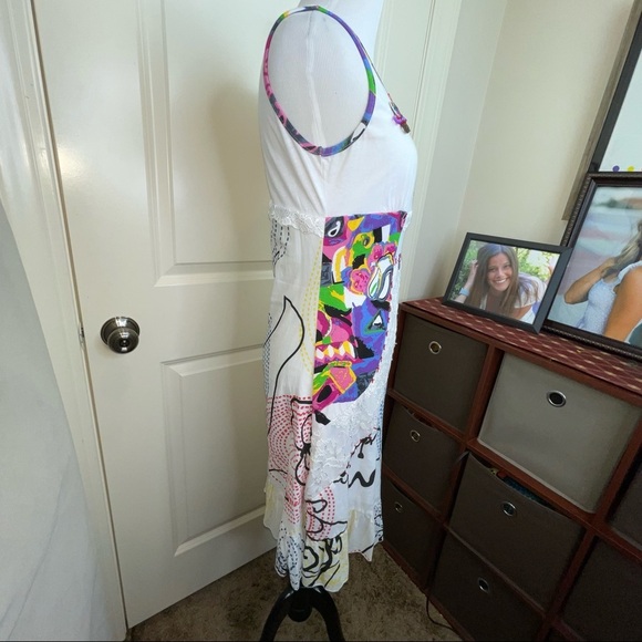 Forla Paris Mixed Media Sleeveless Dress Lace Abalone Shell Cotton Sz S - Picture 4 of 17